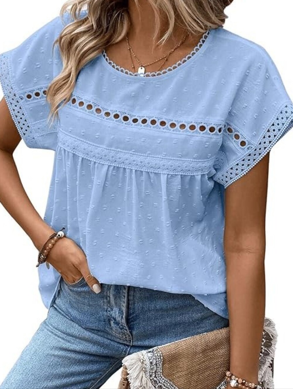 NWT Sweaty Rocks Women's Short Sleeve Baby Doll Blouse